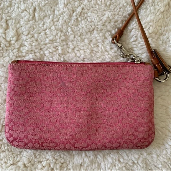 Coach Pink and Tan Wristlet Clutch - Picture 6 of 6